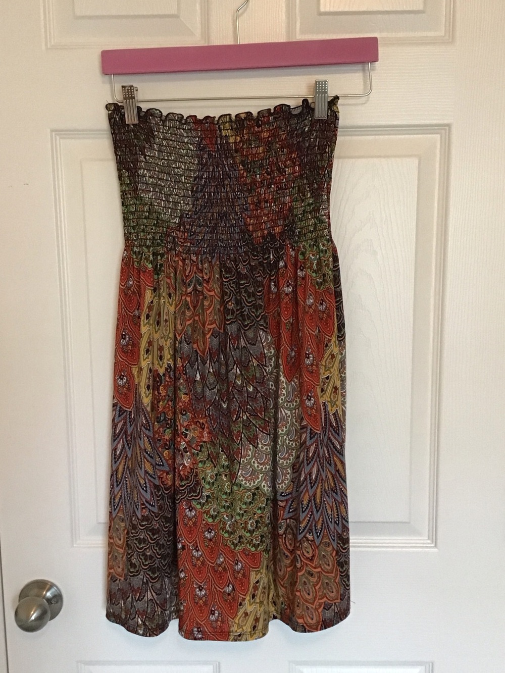 Bohemian Smocked Strapless Mini Dress in Multi-Color